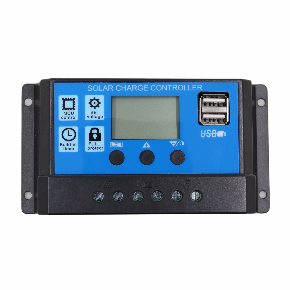 Regulator-controler solar PWM 10A 12V/24V 2 X USB si LCD